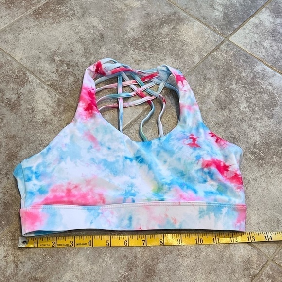 NEW Tie Dye Sports Bra Cross Cross High Support Pink White Blue Medium Pullover - Picture 4 of 9